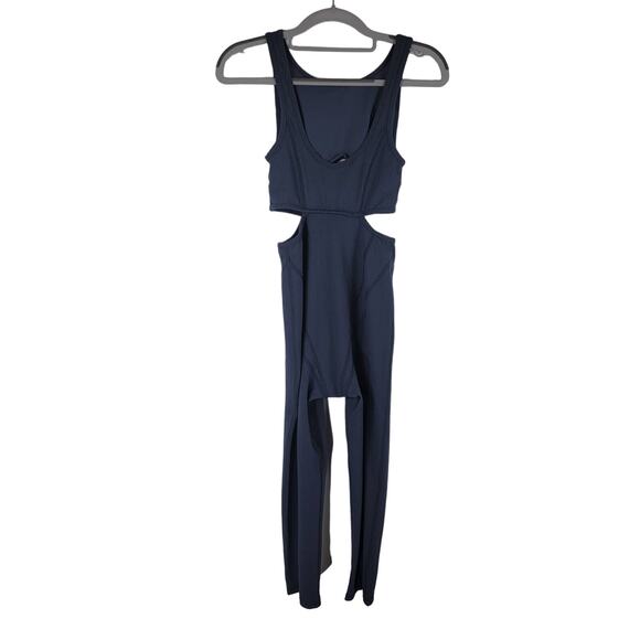 For Love & Lemons Chloe Midnight Blue Ribbed One Piece Workout Jumpsuit XXS NWT - Picture 4 of 7